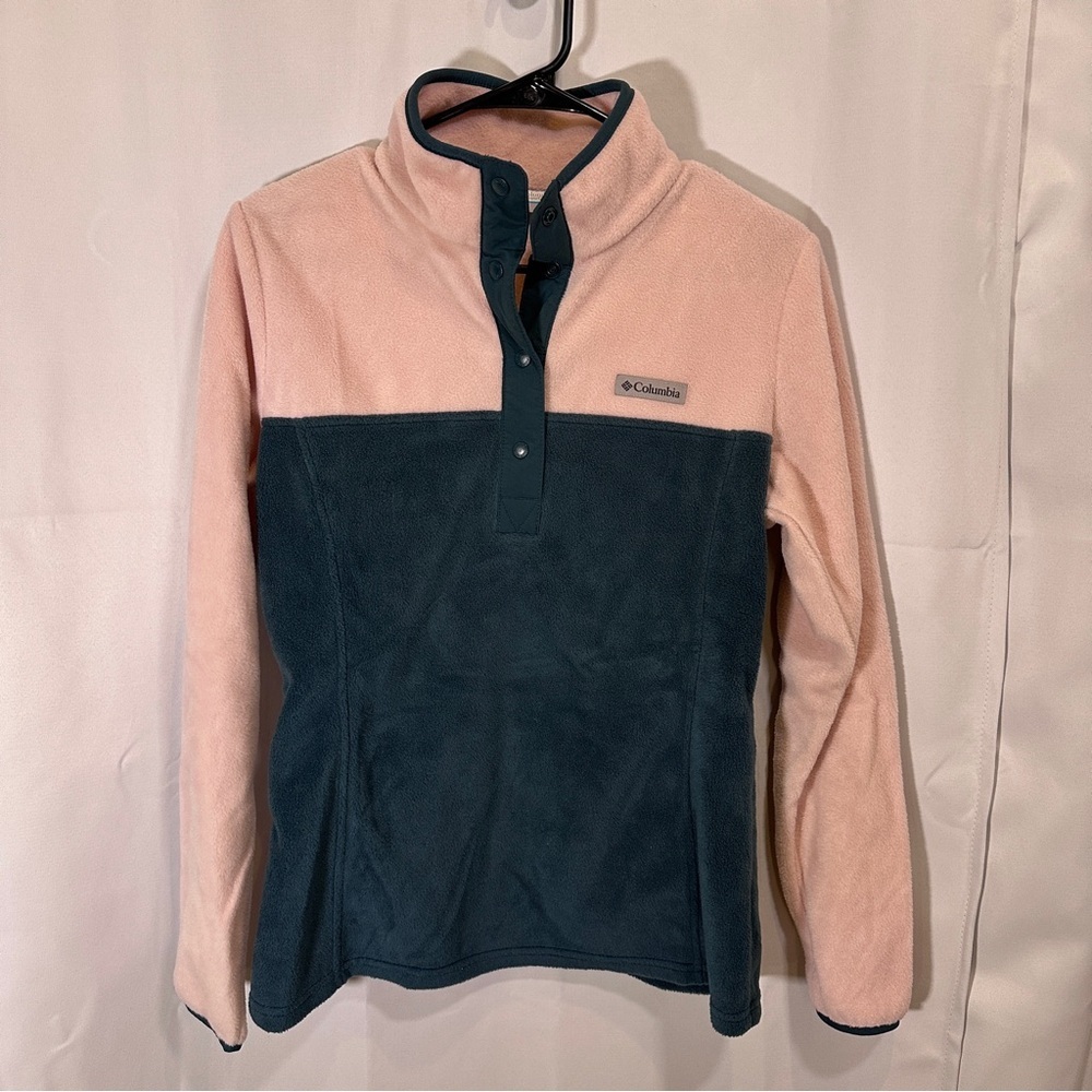 Columbia Two-Tone Pink and Teal Fleece Pullover